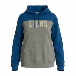 Blue and Gray Hoodie with LIONS Print